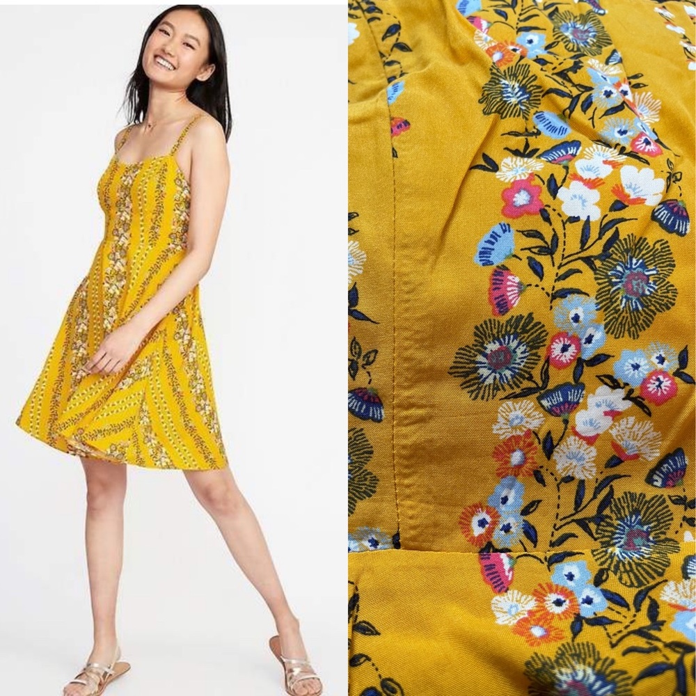 OLD NAVY Mustard Yellow Sweetheart Neckline Dress